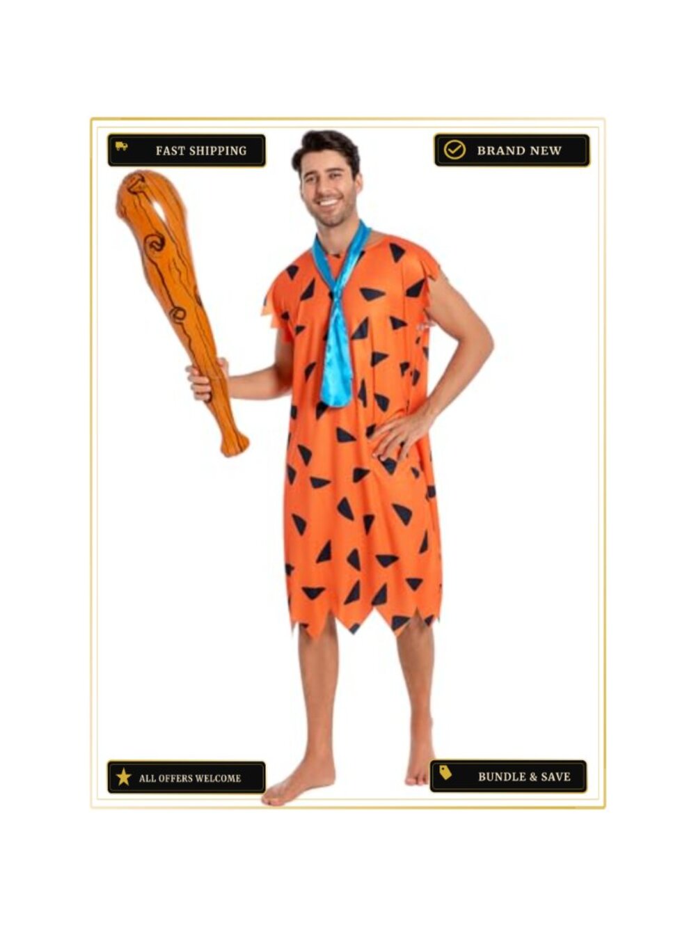 Caveman Halloween Costume Men Adult Cosplay Tunic Outfit